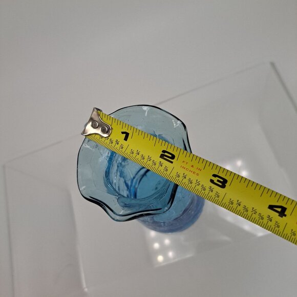 Pilgrim Blue Crackle Glass Pitcher Clear Ribbed Applied Handle - Picture 6 of 7